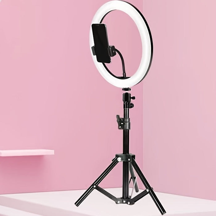 10-calowa lampa pierścieniowa LED ze statywem – Profesjonalne oświetlenie do fotografii i makijażu 0