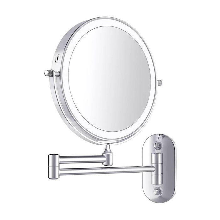 Lustro do Makijażu LED 20 cm z Powiększeniem i Chromowanym Wykończeniem – Podświetlane Lusterko z Ładowaniem USB 0