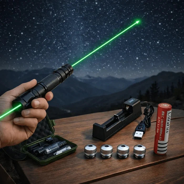 Wskaźnik laserowy zielony 2000m z anodowanego aluminium, z funkcją ładowania przez USB i szybkim start 1