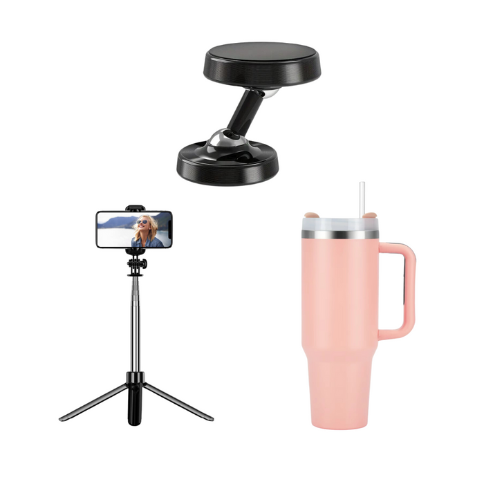 Pakiet 3-Częściowy dla Twórców Treści Fitness – Statyw do Selfie, Magnetyczny Uchwyt na Telefon, Kubek 1182 ml 0