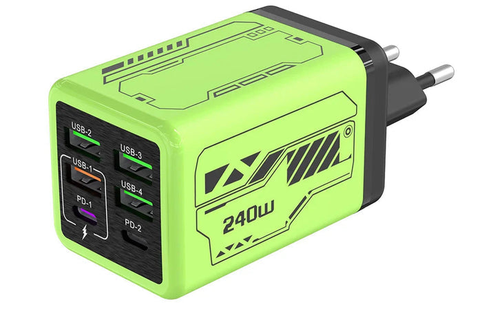 Ładowarka USB C 6-portowa z Szybkim Ładowaniem 60W – 4 Porty USB-A i 2 Porty USB-C PD3.0 do Domu i Szkoły 0