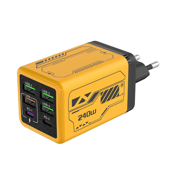 Ładowarka USB C 6-portowa z Szybkim Ładowaniem 60W – 4 Porty USB-A i 2 Porty USB-C PD3.0 do Domu i Szkoły 1