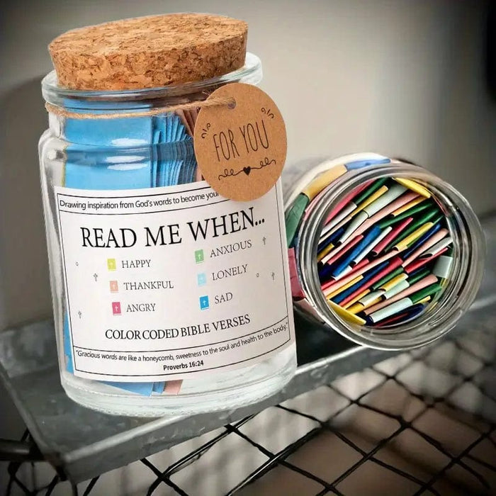 90-dniowy Słoik z Wersetami Biblijnymi – Ręcznie Robiony Inspirator Wiary w Eleganckim Pudełku, Szkło i Papier 5