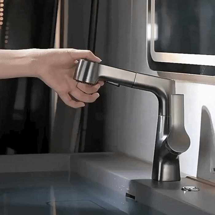 Regulowany Kran Kuchenny z Wyciąganym Wężem 60 cm – Stal Nierdzewna, Nowoczesny Design, Tryby Wypływu Wody 2