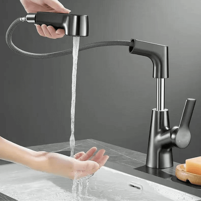 Regulowany Kran Kuchenny z Wyciąganym Wężem 60 cm – Stal Nierdzewna, Nowoczesny Design, Tryby Wypływu Wody 5