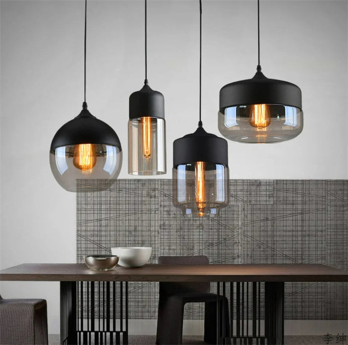 Lampa Wisząca z Ręcznie Dmuchanym Szkłem i Drewnem – Elegancka Lampa Regulowana do Salonu i Jadalni 1