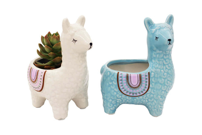 Ceramiczne Doniczki Alpaka – Ręcznie Malowane Osłonki do Sukulentów i Kaktusów, 12 cm i 19,5 cm 2