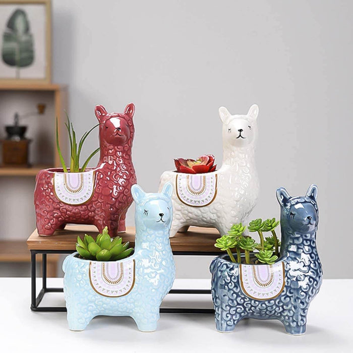 Ceramiczne Doniczki Alpaka – Ręcznie Malowane Osłonki do Sukulentów i Kaktusów, 12 cm i 19,5 cm 3