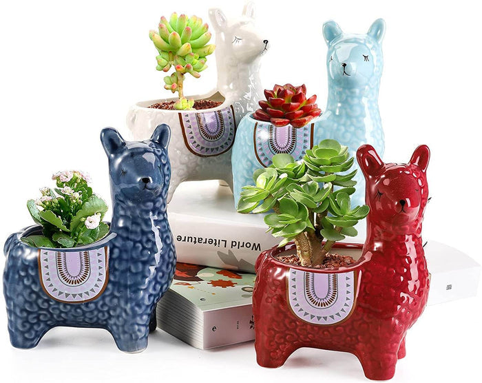 Ceramiczne Doniczki Alpaka – Ręcznie Malowane Osłonki do Sukulentów i Kaktusów, 12 cm i 19,5 cm 4