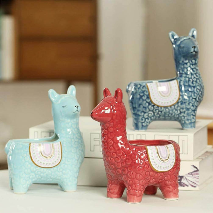 Ceramiczne Doniczki Alpaka – Ręcznie Malowane Osłonki do Sukulentów i Kaktusów, 12 cm i 19,5 cm 6
