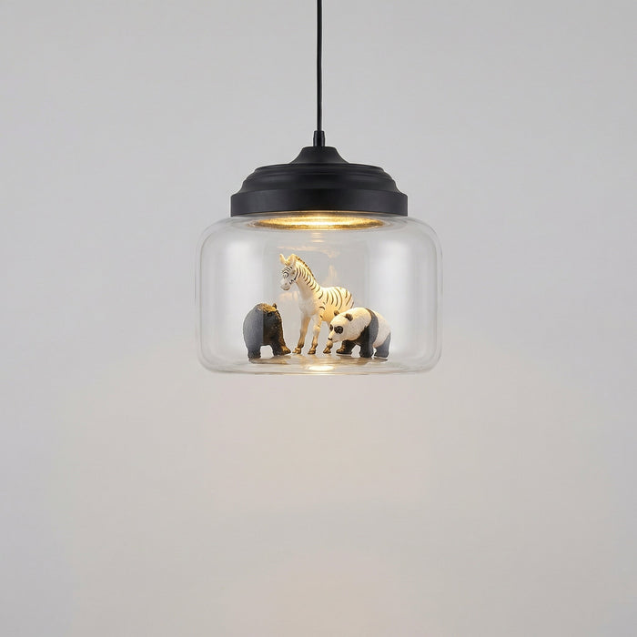 Lampa wisząca Animal z regulowanym kablem i szklanym kloszem – fantazyjna lampa LED do pokoju dziecięcego 0