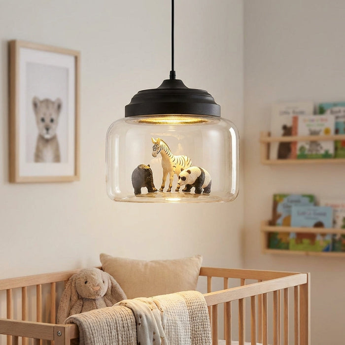 Lampa wisząca Animal z regulowanym kablem i szklanym kloszem – fantazyjna lampa LED do pokoju dziecięcego 1