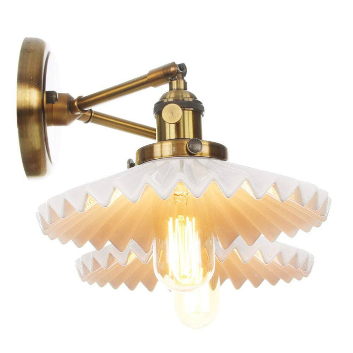 Antyczny Kinkiet Ścienny z Podwójną Głowicą w Złotym Wykończeniu – Ceramiczna Lampa do Salonu i Sypialni 3