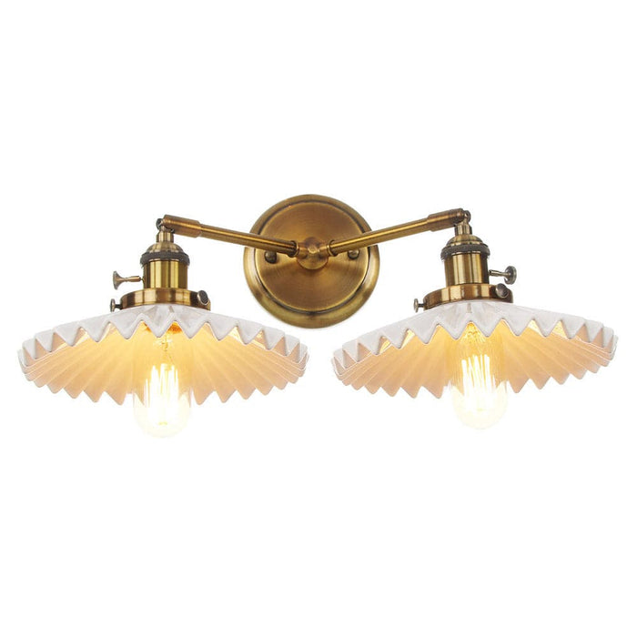 Antyczny Kinkiet Ścienny z Podwójną Głowicą w Złotym Wykończeniu – Ceramiczna Lampa do Salonu i Sypialni 5