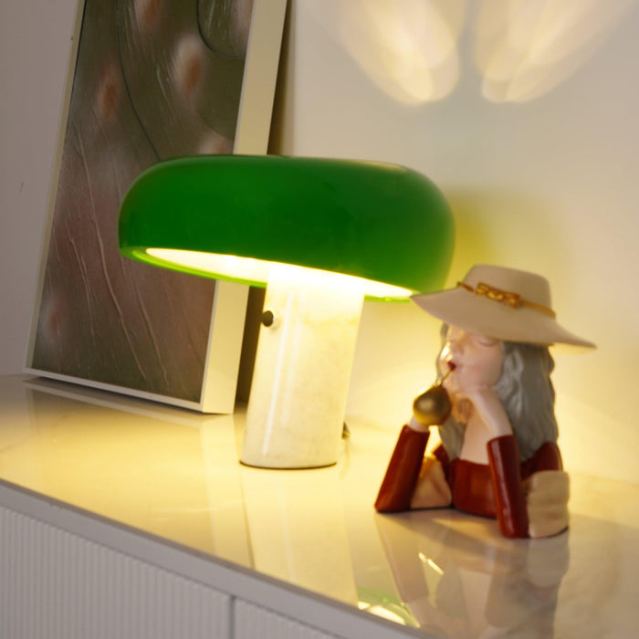 Lampa Stołowa Szklana Art Marble z Białego Marmuru – Elegancka Lampa Stołowa do Salonu i Sypialni 5