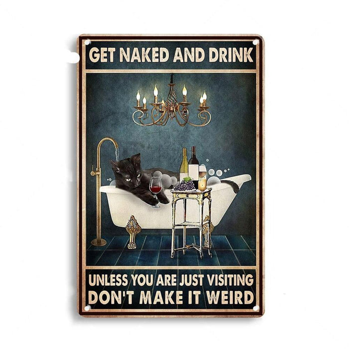 Artistic Metal Cat Poster, 30 x 20 cm – Stylish Indoor Decoration with a Humorous Motif for the Living Room and Office