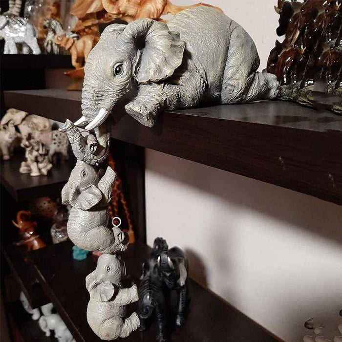 Artystyczna Figurka Słonia w Trzech Częściach – Ręcznie Wykonana Dekoracja z Żywicy Syntetycznej do Wnętrz 3