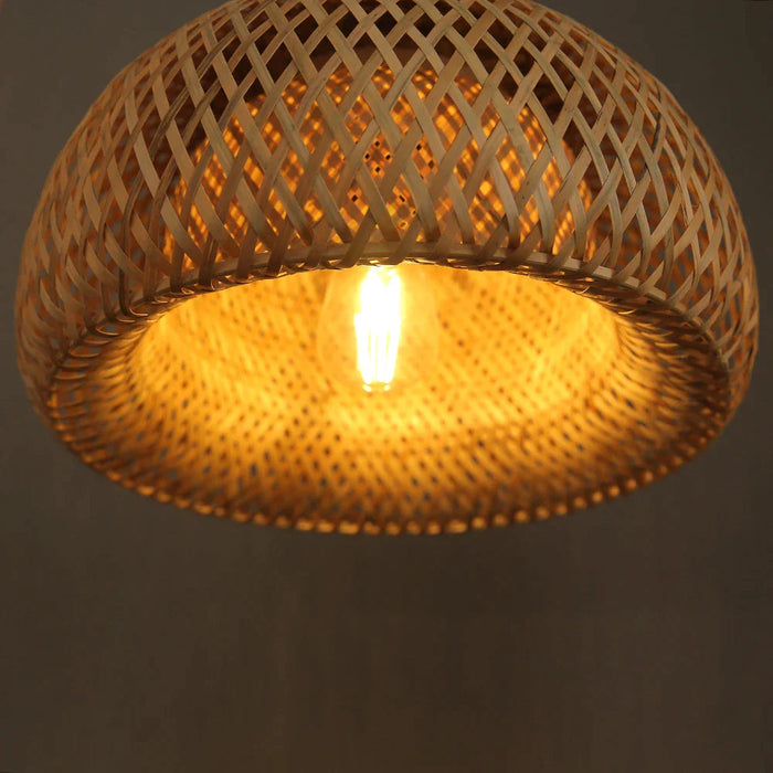 Bambusowa Lampa Wisząca z Rattanu – Naturalne Oświetlenie do Wnętrz 3