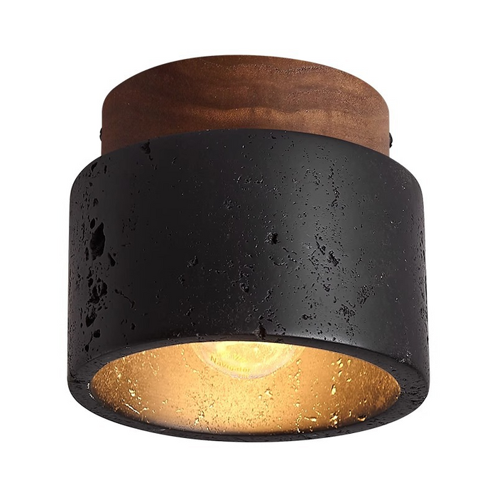 Czarna Lampa Sufitowa Ascend Stone do Salonu – Nowoczesny Design z Naturalnych Materiałów, Oświetlenie LED 0