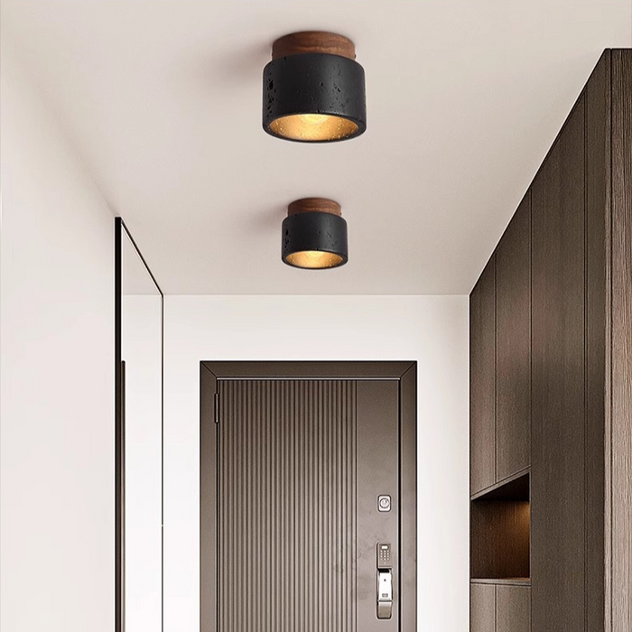 Czarna Lampa Sufitowa Ascend Stone do Salonu – Nowoczesny Design z Naturalnych Materiałów, Oświetlenie LED 2