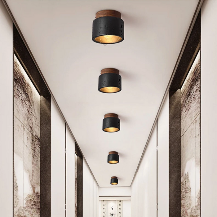 Czarna Lampa Sufitowa Ascend Stone do Salonu – Nowoczesny Design z Naturalnych Materiałów, Oświetlenie LED 5