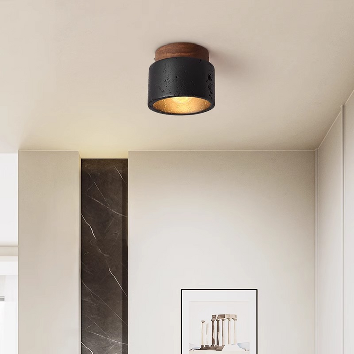Czarna Lampa Sufitowa Ascend Stone do Salonu – Nowoczesny Design z Naturalnych Materiałów, Oświetlenie LED 6