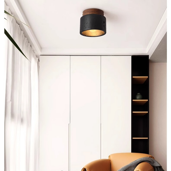Czarna Lampa Sufitowa Ascend Stone do Salonu – Nowoczesny Design z Naturalnych Materiałów, Oświetlenie LED 7