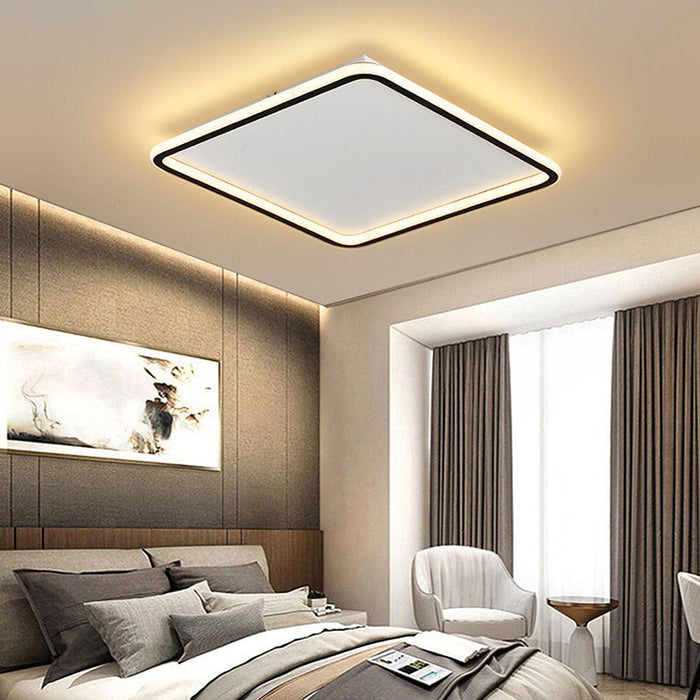 Czarna Lampa Sufitowa LED z Geometrycznym Wzorem – Nowoczesna Lampa Sufitowa do Salonu, Sypialni i Biura 0