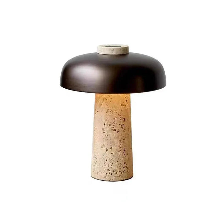 Czarna Lampa Stołowa z Naturalnego Trawertynu – Nordycki Design do Salonów i Wabi Sabi Decor 5
