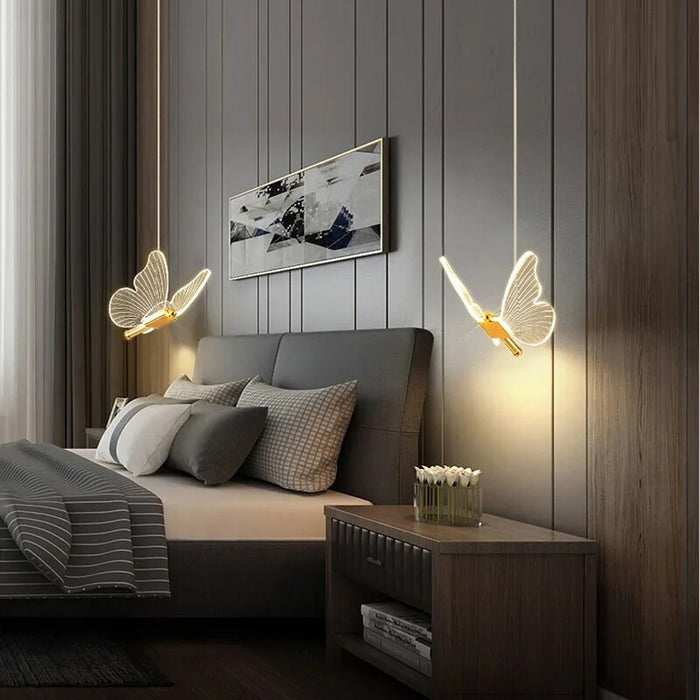 Lampa Wisząca Motyl, Regulowana Elegancka Lampa do Salonów, Nowoczesny Żyrandol z Przezroczystymi Elementami 2