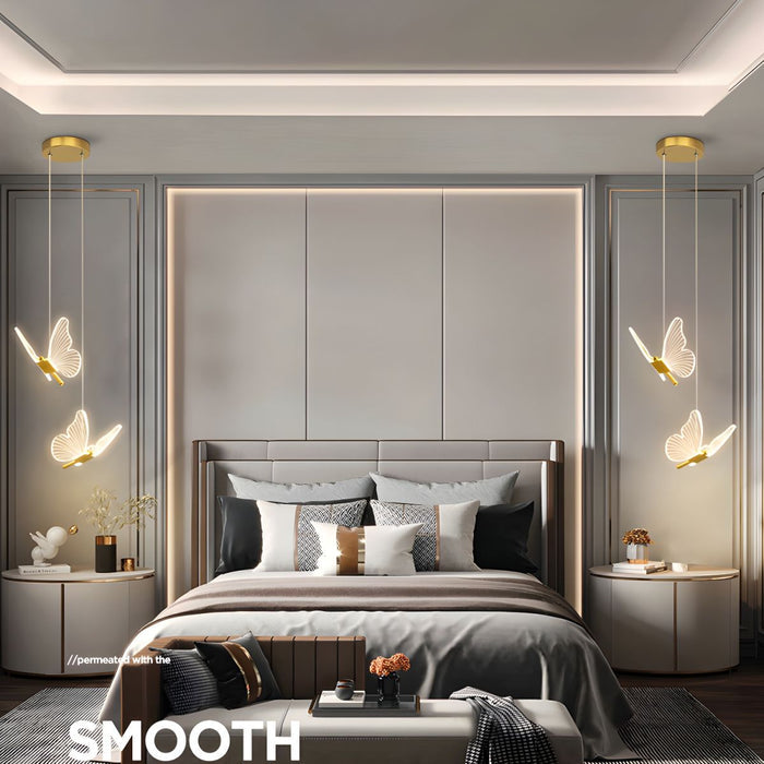 Lampa Wisząca Motyl, Regulowana Elegancka Lampa do Salonów, Nowoczesny Żyrandol z Przezroczystymi Elementami 4