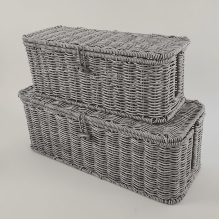 Pudełko z organizerem na kable z pokrywką do przechowywania w domu i biurze – Woven Style Design 0