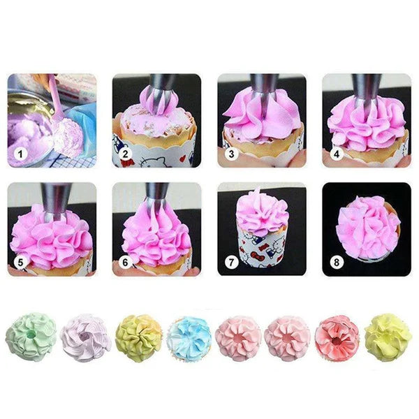 Cake Decorating Kit with Stainless Steel Nozzles and Piping Bags – 8-Piece Set for Cupcakes and Cakes 5
