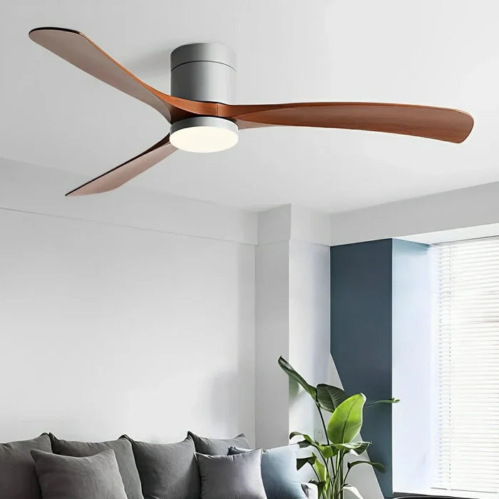 Wentylator sufitowy z lampą LED i funkcją cofania, charakteryzujący się cichym minimalistycznym design 4