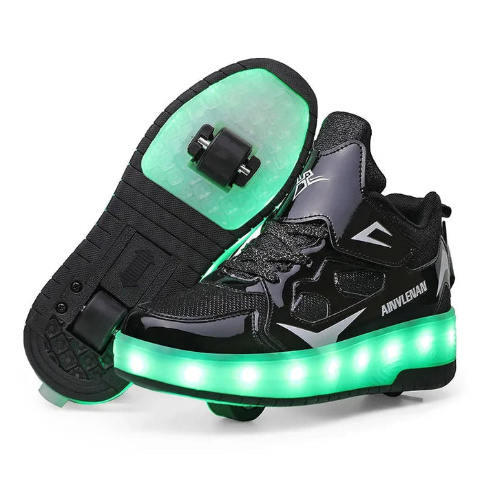 Buty dziecięce z diodami LED i kółkami – łatwe zapięcie na rzepy do aktywnej zabawy 1