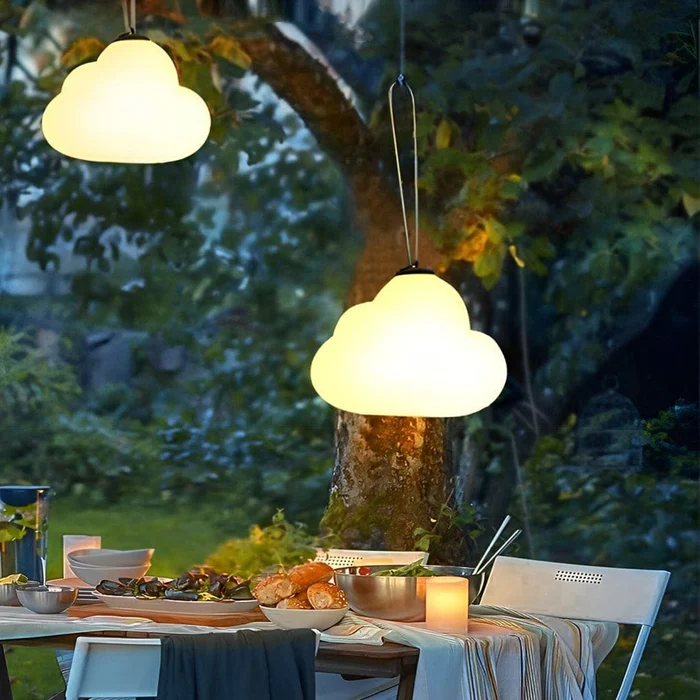 Lampa Ogrodowa LED w Kształcie Chmury – Mlecznobiała, Wodoodporna, Metal/Akryl do Ogrodu 6
