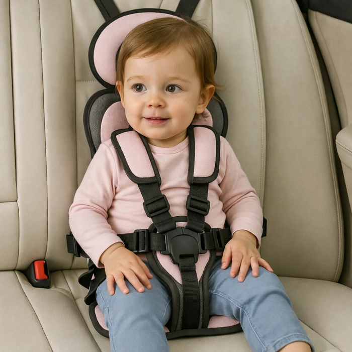 Compact Child Car Seat for Ages 1–14 with 5-Point Safety Harness – Lightweight and Foldable, Comfortable Support