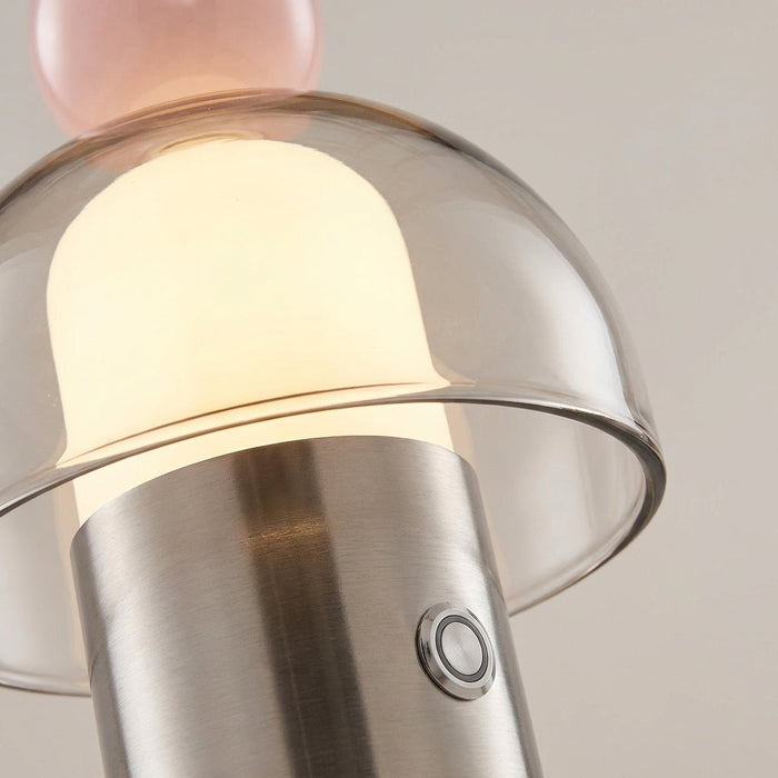 Lampa stołowa bezprzewodowa z regulacją jasności, szklana obudowa, nowoczesny design, ciep 3