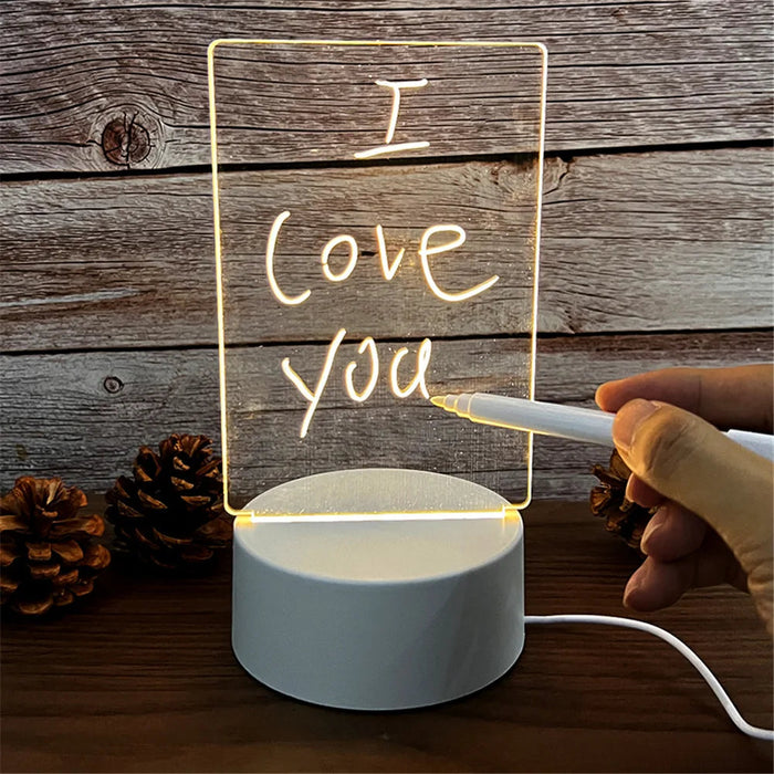Kreatywna Lampka Nocna LED z Tablicą Ogłoszeń dla Dzieci – Wielofunkcyjna Lampa USB do Sypialni 1