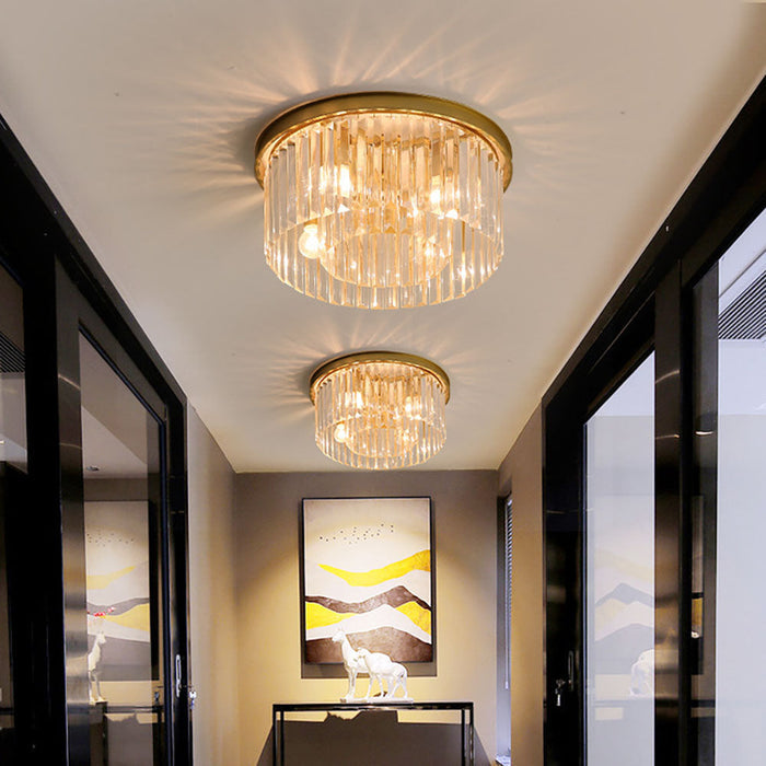 Lampa sufitowa z kryształem i złotym żelazem – Elegancki design 40 cm 0
