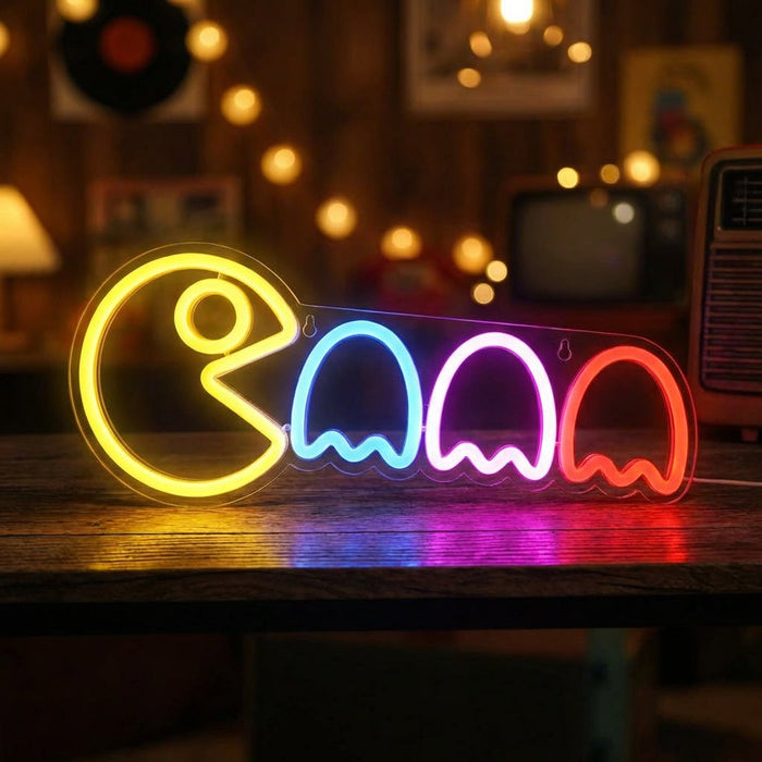 Neonowa lampa ozdobna LED z duchem, energooszczędna, o wymiarach 42cm x 15 1
