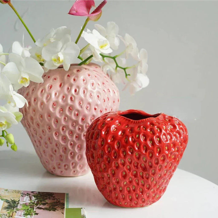 Dekoracyjny wazon truskawkowy na kwiaty – wyjątkowy ceramiczny wzór – nowoczesny element dekoracyjny do domu 6
