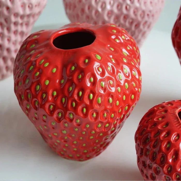 Dekoracyjny wazon truskawkowy na kwiaty – wyjątkowy ceramiczny wzór – nowoczesny element dekoracyjny do domu 7