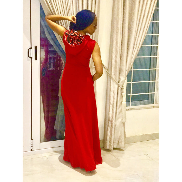 DELTA SIGMA THETA MAXI HOODED DRESS, ANKARA DETAIL
