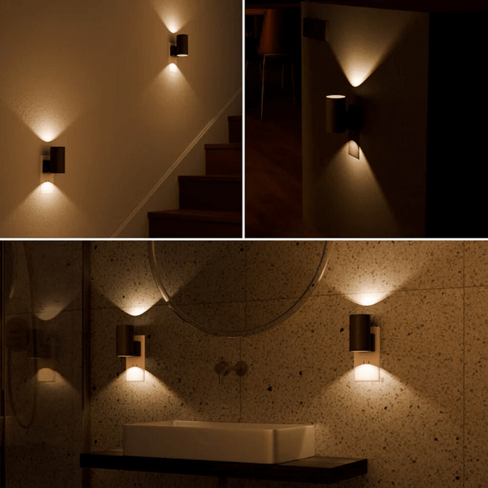 Ściemnialna lampa wtykowa LED z czujnikiem – nowoczesny design przemysłowy ułatwiający instalację 1