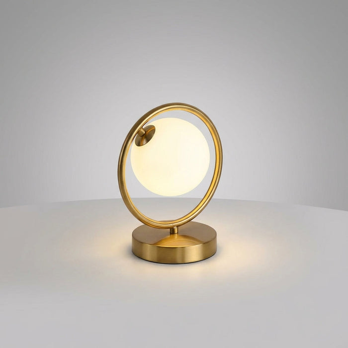 Lampa stołowa ściemniana z pierścieniem LED, szklana, nowoczesny design, regulowane światło, komp 2