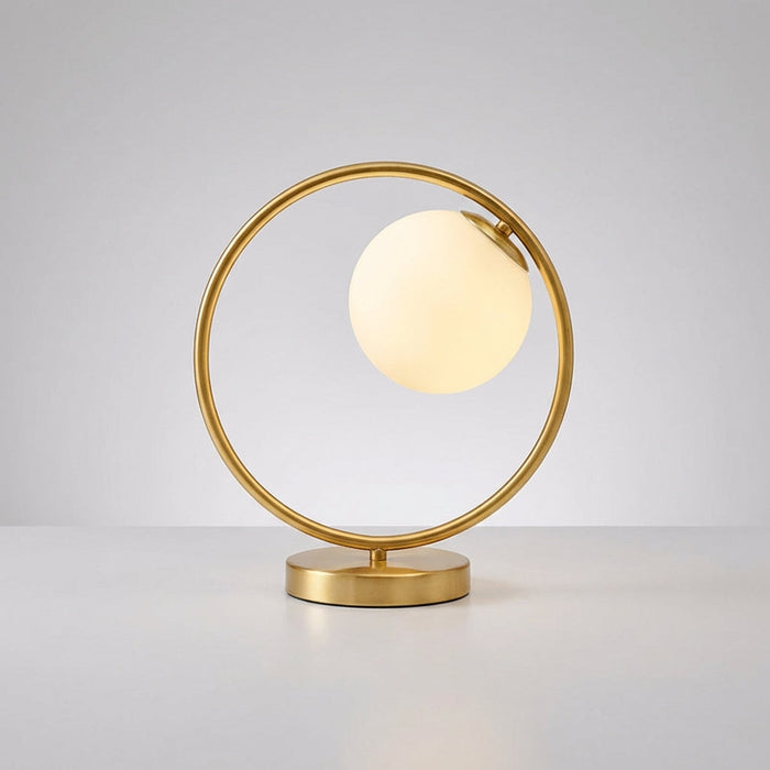 Lampa stołowa ściemniana z pierścieniem LED, szklana, nowoczesny design, regulowane światło, komp 4