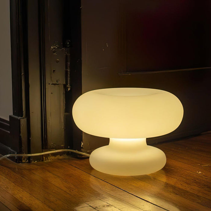 Lampa Stołowa Szklana Donut z Metalowym Wykończeniem – Ciepłe Oświetlenie do Salonu i Sypialni 1