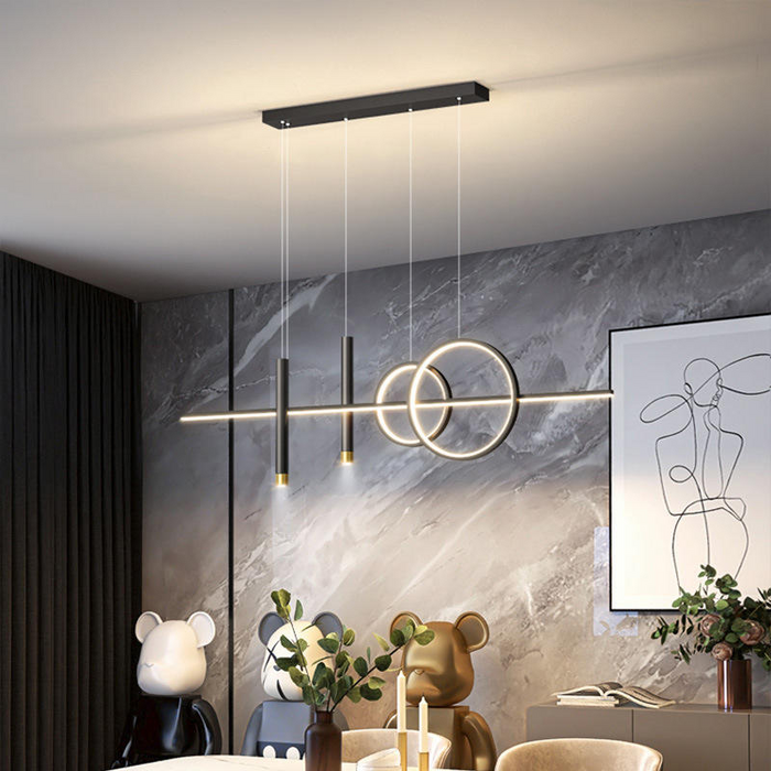 Nowoczesna Lampa Stołowa z 3 Pierścieniami – Stylowe Oświetlenie do Jadalni, Regulacja Światła, Wysokiej Jakości Aluminium 4