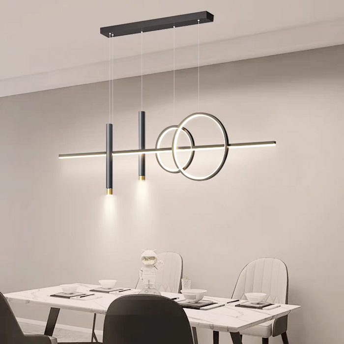 Nowoczesna Lampa Stołowa z 3 Pierścieniami – Stylowe Oświetlenie do Jadalni, Regulacja Światła, Wysokiej Jakości Aluminium 6